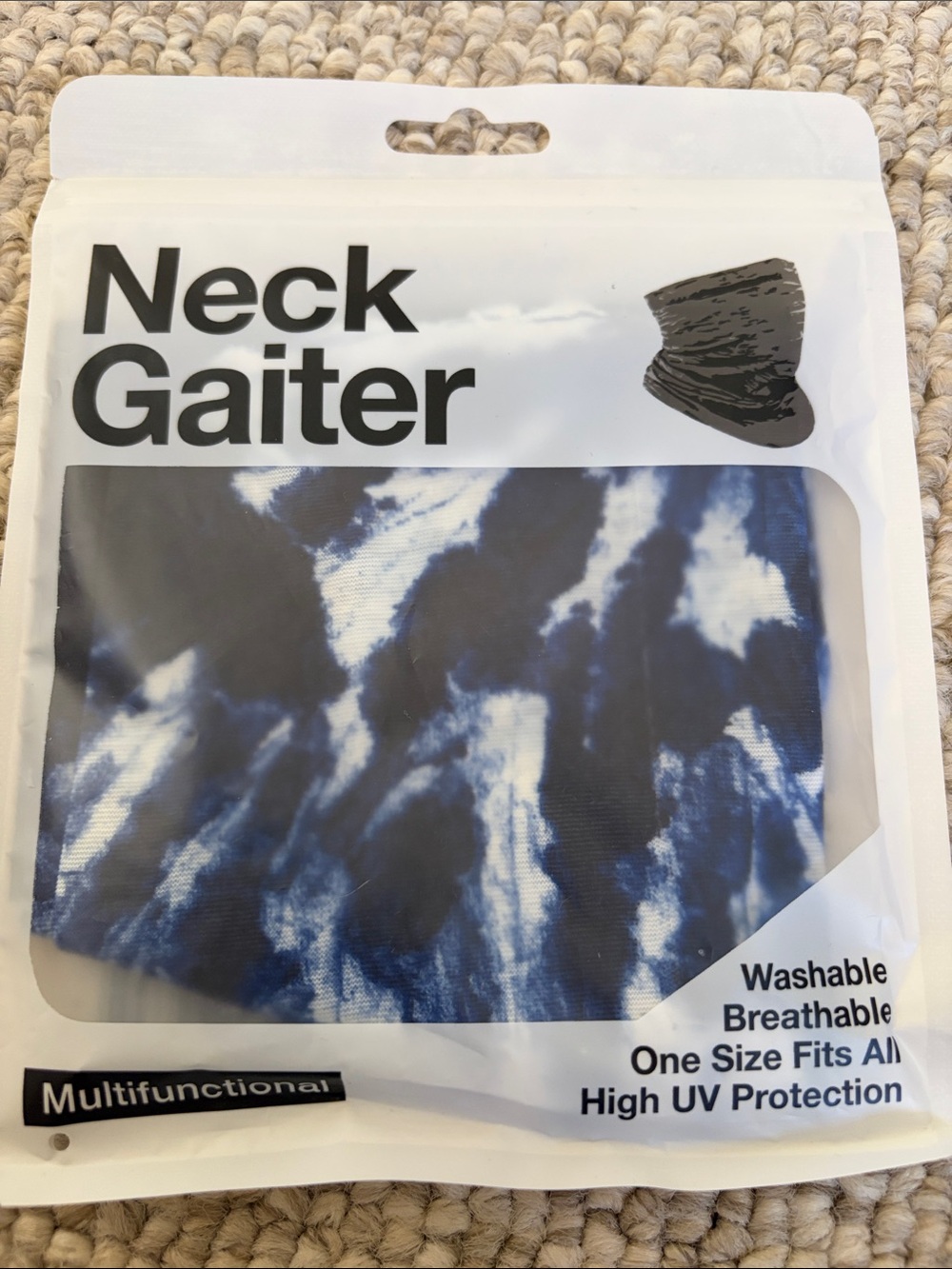 Men's Neck Gaiter Face Mask - Blue Tie-Dye
